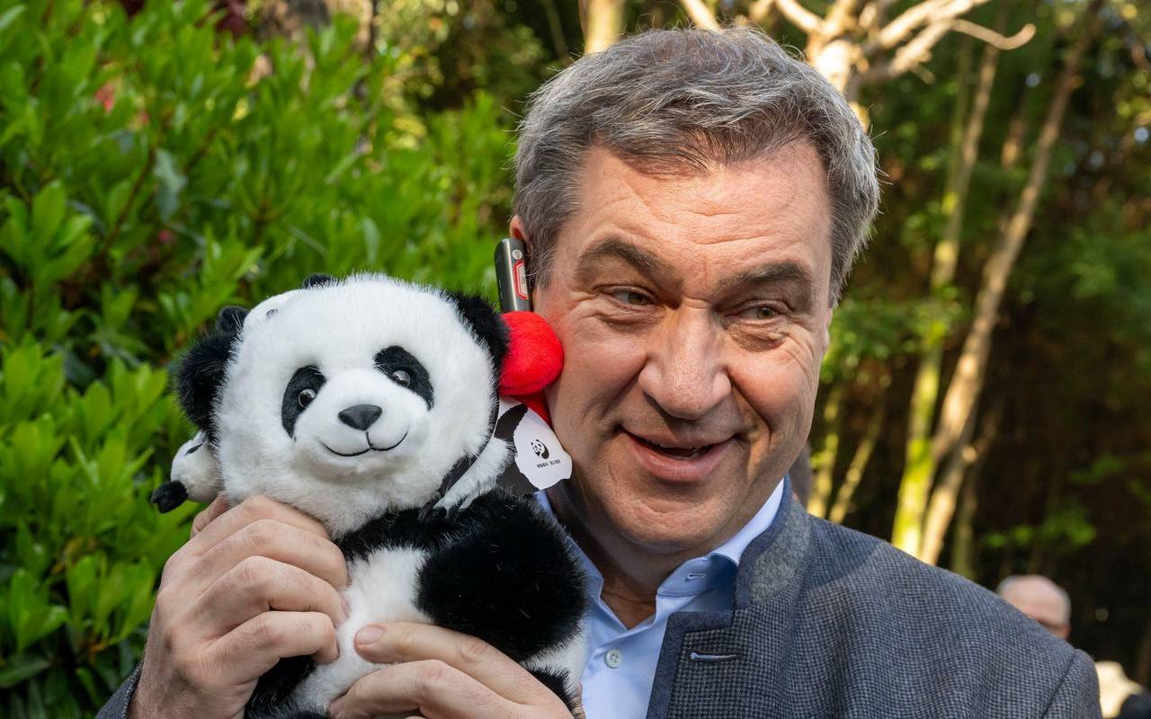 Bayerns Ministerpräsident Söder mit Panda