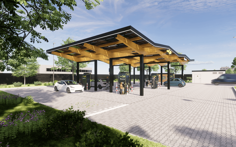 Modell des Ladesparks für E-Autos in Ibbenbüren