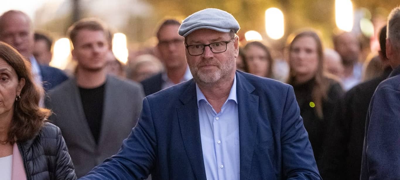 Der Bundestagsabgeordnete Jürgen Coße bei einem Protestmarsch