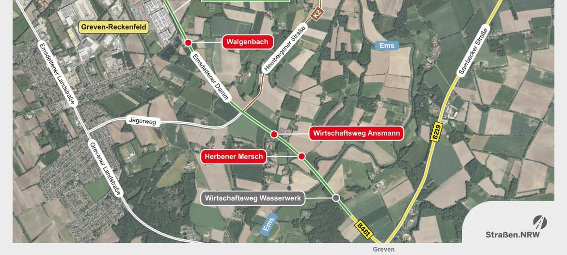 Grafik zur Sanierung der B481 zwischen Greven und Emsdetten