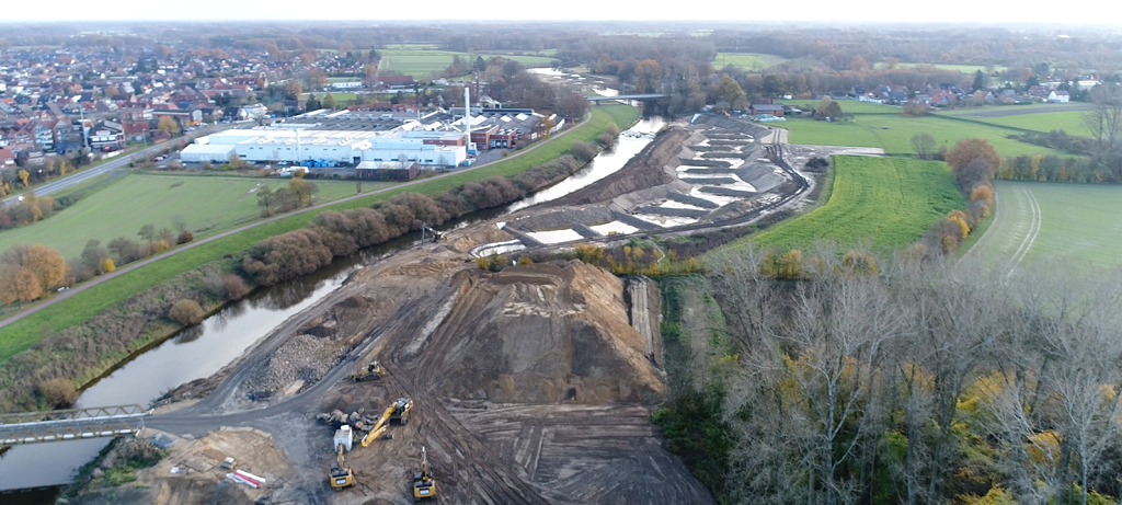 Umgestaltung Ems-Querbauwerke in Greven in der Endphase