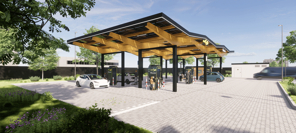 Modell des Ladesparks für E-Autos in Ibbenbüren